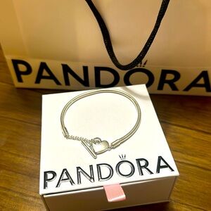 NEW Pandora Moments Heart T-Bar Snake Chain Bracelet